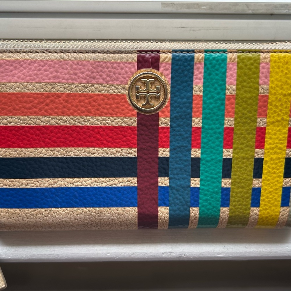 Tory Burch gold & multi colored wallet